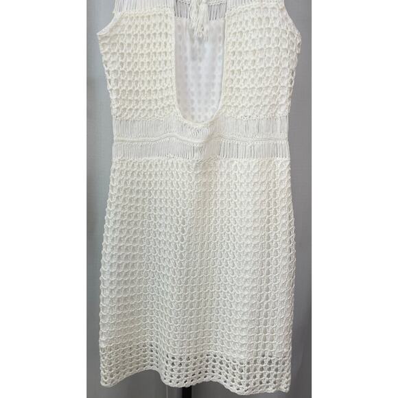 Line and Dot Karolina Crochet Knit Dress Ivory Sz. Med NWT Fully Lined Open Back - Picture 9 of 10